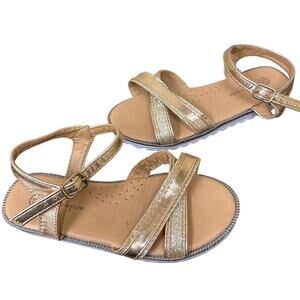 Nanette Lepore US 12 GIRLS Gold Criss Cross Ankle Strappy Sandals Vacation Beach